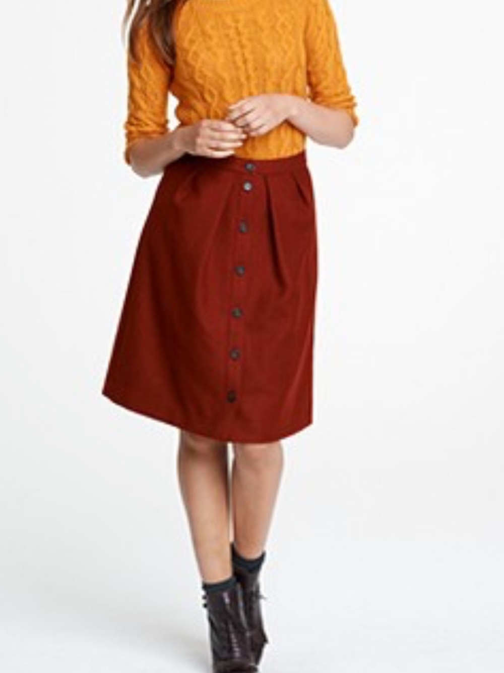 J.Crew Button-Front A-Line Skirt in Rust